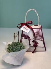 ANNELER GÜNÜ ÖZEL SAPLI ÇANTALI MODEL (BORDO ORKİDE DESEN)