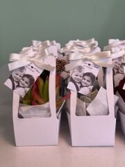 BEYAZ ÇANTALI MİX PAKET (KREM SATEN KURDELELİ)