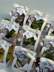 BEYAZ ÇANTALI MİX PAKET (KREM SATEN KURDELELİ)