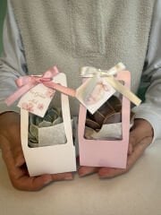 BEYAZ VE PEMBE ÇANTALI SATEN FİYONKLU ÇANTALI MİX PAKET